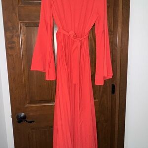 Elegant Coral Maxi Dress